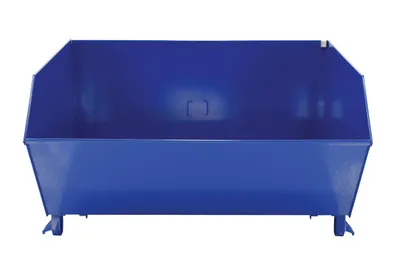 Vestil H-100-LD h style - low profile 90 degrees self-dumping steel hopper shown from an alternate angle