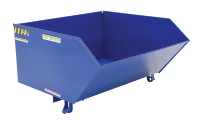 Vestil Steel Light Duty Low Profile Self Dumping Hopper 1 Cubic Yard 2000 Lb. Capacity Blue