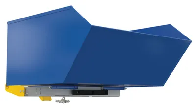 Vestil H-100-MD-BD h style bump & dump hopper shown from an alternate angle