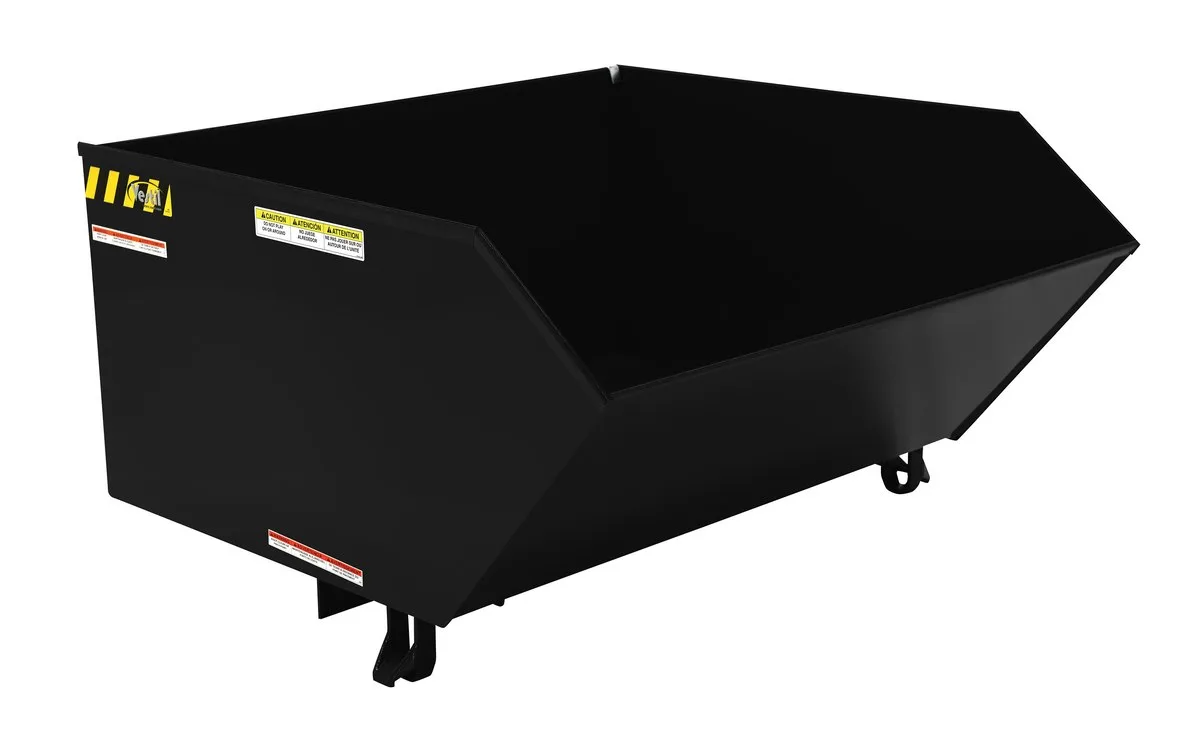 Vestil H-100-MD-BLK-SG h style - low profile 90 degrees self-dumping steel hopper