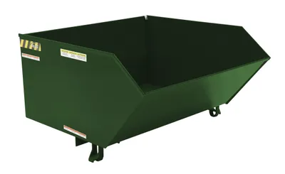 Vestil Steel Medium Duty Low Profile Self Dumping Hopper 1 Cubic Yard 4000 Lb. Capacity Hunter Green