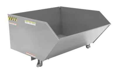 Vestil Steel Medium Duty Low Profile Self Dumping Hopper 1 Cubic Yard 4000 Lb. Capacity Machine Gray