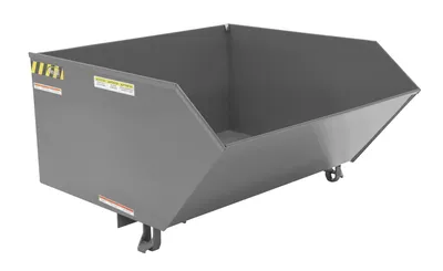 Vestil Steel Medium Duty Low Profile Self Dumping Hopper 1 Cubic Yard 4000 Lb. Capacity Battleship Gray