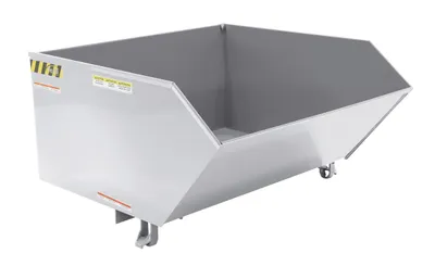 Vestil Steel Medium Duty Low Profile Self Dumping Hopper 1 Cubic Yard 4000 Lb. Capacity Silver Lining