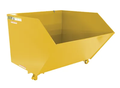 Vestil Steel Heavy Duty Low Profile Self Dumping Hopper 1-1/2 Cubic Yard 6000 Lb. Capacity Yellow