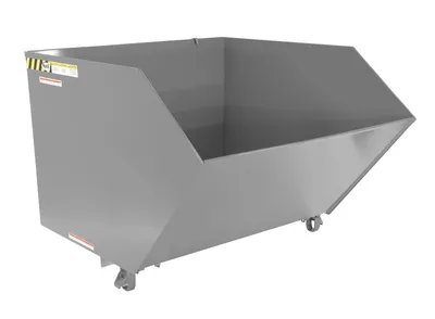 Vestil Steel Light Duty Low Profile Self Dumping Hopper 1-1/2 Cubic Yard 2000 Lb. Capacity Machine Gray