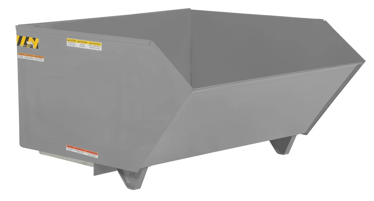 Vestil H-150-LD-GY-SG h style - low profile 90 degrees self-dumping steel hopper