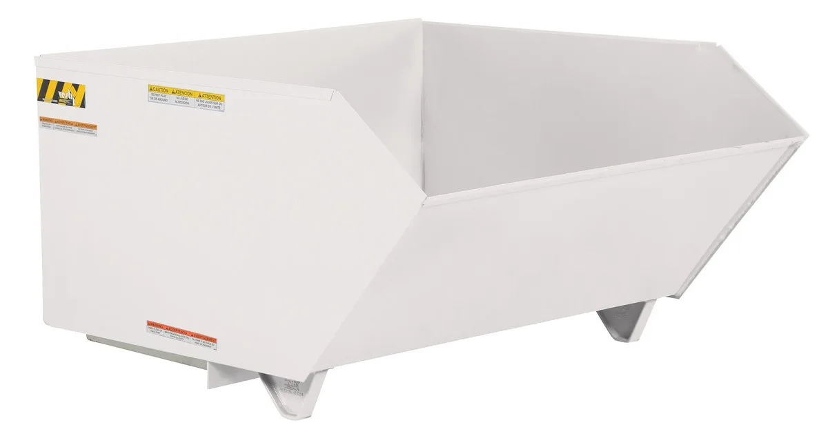 Vestil H-150-LD-WHT h style - low profile 90 degrees self-dumping steel hopper
