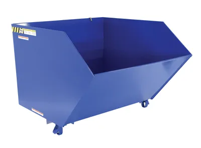 Vestil Steel Medium Duty Low Profile Self Dumping Hopper 1-1/2 Cubic Yard 4000 Lb. Capacity Blue