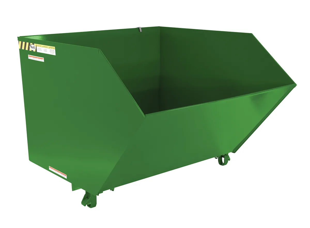 Vestil H-150-MD-GRN-T h style - low profile 90 degrees self-dumping steel hopper