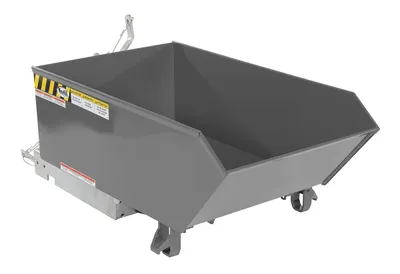 Vestil Steel Heavy Duty Low Profile Self Dumping Hopper 1/4 Cubic Yard 6000 Lb. Capacity Battleship Gray