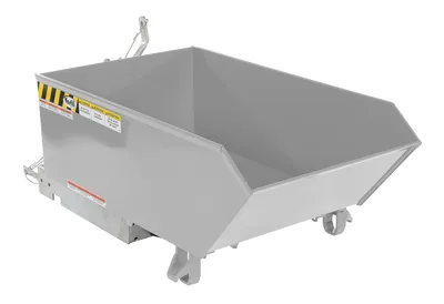 Vestil Steel Heavy Duty Low Profile Self Dumping Hopper 1/4 Cubic Yard 6000 Lb. Capacity Silver Lining