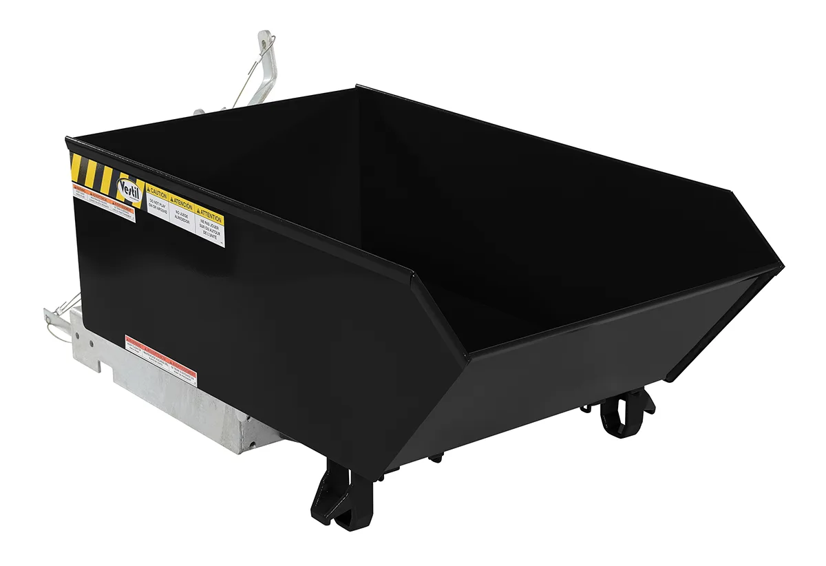 Vestil H-25-LD-BLK-SG h style - low profile 90 degrees self-dumping steel hopper
