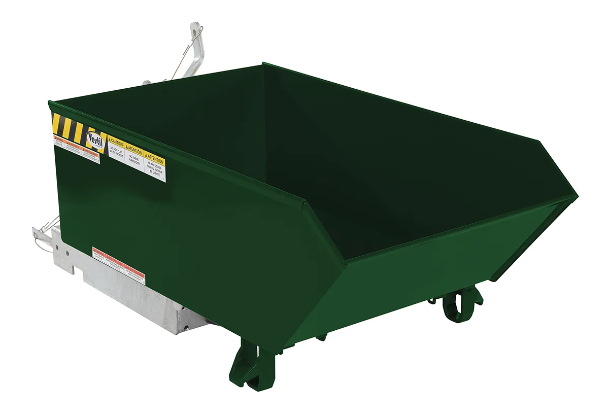 Vestil H-25-LD-GRN-H h style - low profile 90 degrees self-dumping steel hopper