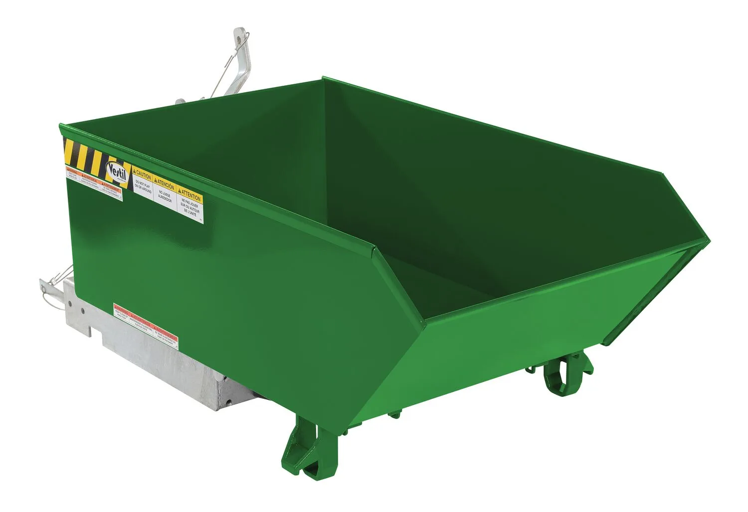 Vestil H-25-LD-GRN-T h style - low profile 90 degrees self-dumping steel hopper