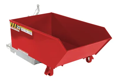 Vestil Steel Light Duty Low Profile Self Dumping Hopper 1/4 Cubic Yard 2000 Lb. Capacity Red