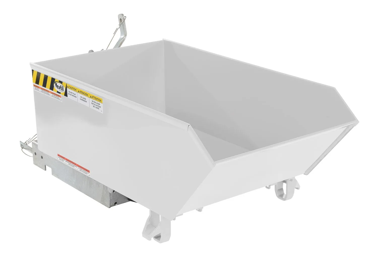 Vestil H-25-LD-WHT h style - low profile 90 degrees self-dumping steel hopper