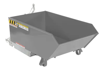 Vestil Steel Medium Duty Low Profile Self Dumping Hopper 1/4 Cubic Yard 4000 Lb. Capacity Machine Gray