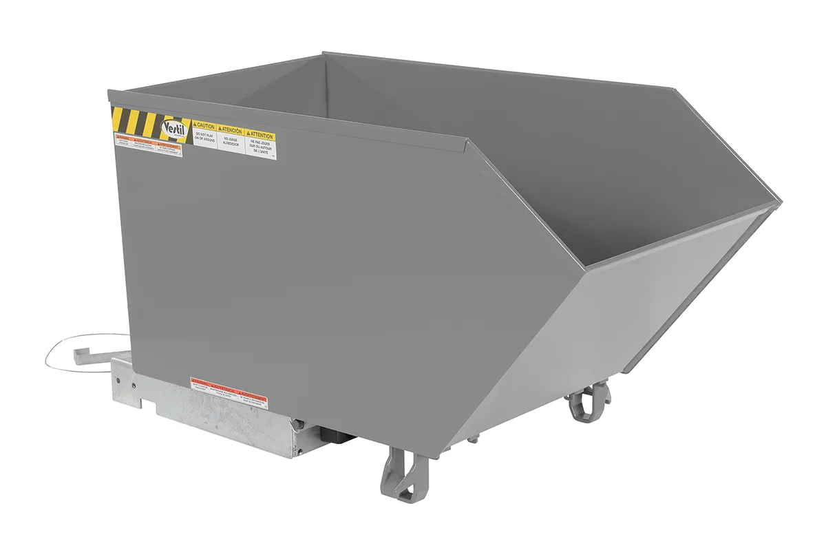 Vestil H-50-HD-GY-MG h style - low profile 90 degrees self-dumping steel hopper