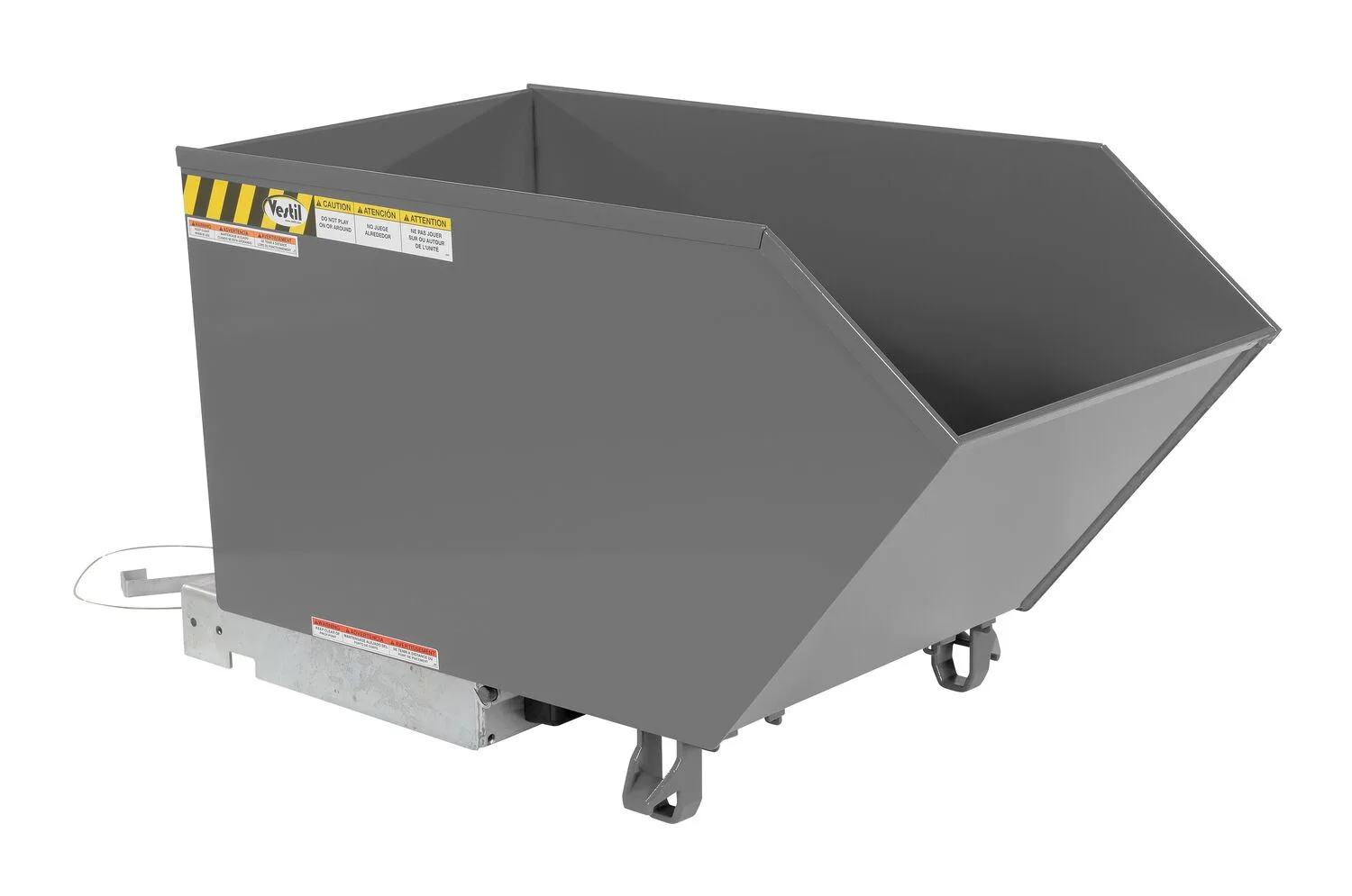 Vestil H-50-LD-GY-SG h style - low profile 90 degrees self-dumping steel hopper