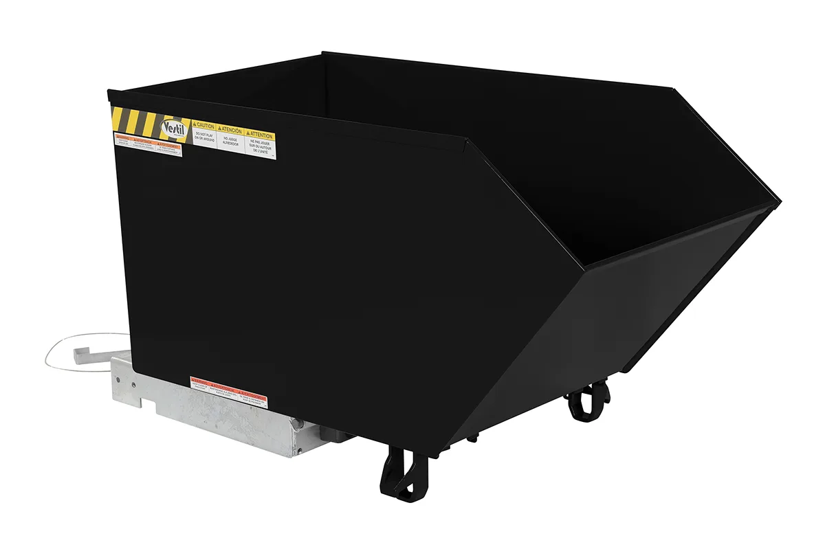 Vestil H-50-MD-BLK-SG h style - low profile 90 degrees self-dumping steel hopper