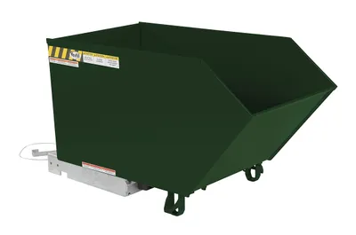Vestil Steel Medium Duty Low Profile Self Dumping Hopper 1/2 Cubic Yard 4000 Lb. Capacity Hunter Green