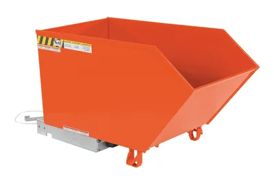 Vestil Steel Medium Duty Low Profile Self Dumping Hopper 1/2 Cubic Yard 4000 Lb. Capacity Orange