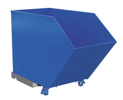 Vestil Steel Light Duty Low Profile Self Dumping Hopper 3/4 Cubic Yard 2000 Lb. Capacity Blue