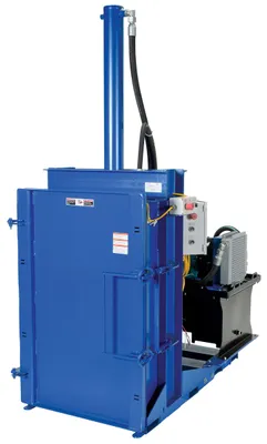 Vestil Steel High Cycle Hydraulic Drum Crusher and Compactor 208 Volt Three Phase 38,000 Lbs. Crushing Force Blue