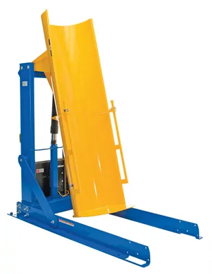 Vestil Steel Stationary Hydraulic Drum Dumper 60 In. Dump Height 1,500 Lb. Capacity Blue / Yellow