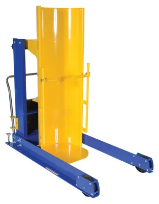 Vestil Steel DC Powered Portable Hydraulic Drum Dumper 60 In. Dump Height 750 Lb. Capacity Blue / Yellow