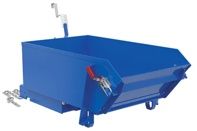 Vestil Steel Medium Duty Self Dumping Hopper with Fold Down Front 1/4 Cubic Yard 4000 Lb. Capacity Blue