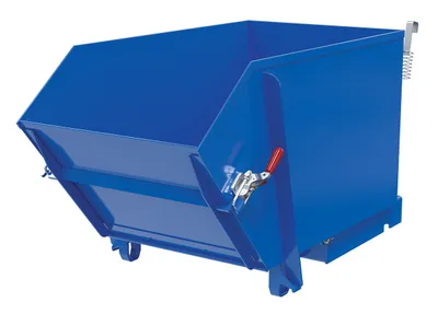 Vestil Steel Heavy Duty Self Dumping Hopper with Fold Down Front 1/2 Cubic Yard 6000 Lb. Capacity Blue