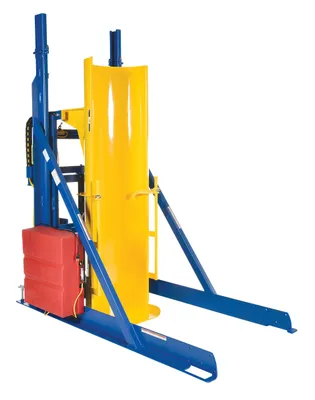 Vestil Steel Stationary Lift and Dump Hydraulic Drum Dumper 116 In Dump Height 1,000 Lb. Capacity Blue / Yellow