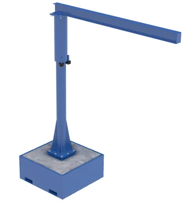 Vestil Steel Portable Jib Crane with Filled Base 8 Ft. I-Beam 250 Lb. Capacity Blue