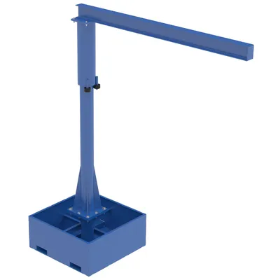 Vestil Steel Portable Jib Crane with Empty Base 8 Ft. I-Beam 500 Lb. Capacity Blue