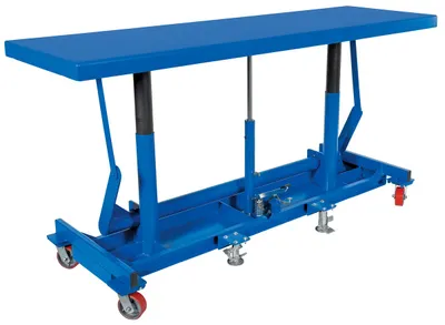 Vestil Steel Ergonomic Long Deck Cart 96 In. x 30-1/4 In. x 31 In. 4,000 Lb. Capacity Blue