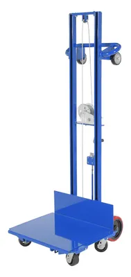 Vestil Steel Lite Load Lift With Winch, Swivel Casters and Manual Floor Lock 24 In. x 20 In. Platform 400 Lb. Capacity Blue
