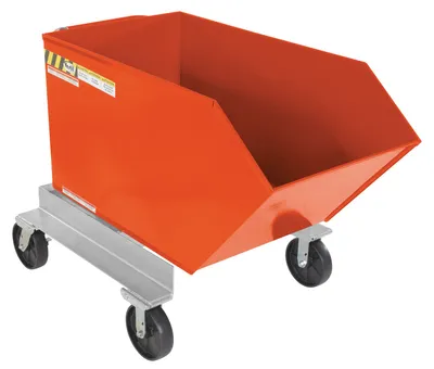 Vestil Steel Portable Tilting Hopper 1/2 Cubic Yard 2,000 Lb. Capacity Orange