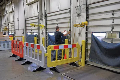 Vestil PBAR-72-O plastic barrier shown from an alternate angle