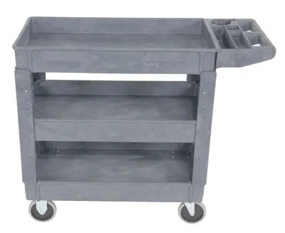 Vestil PLSC-3-1731 plastic utility service cart shown from an alternate angle