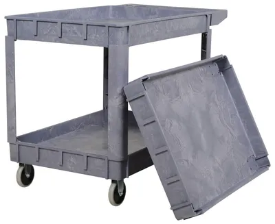 Vestil PLSC-3-2436 plastic utility service cart shown from an alternate angle