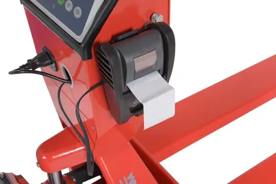 Vestil PM-2048-SCL-LP-PT pallet trucks with digital scale shown from an alternate angle