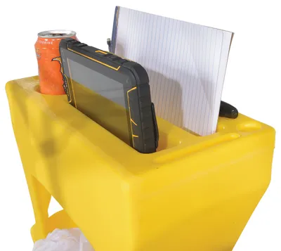 Vestil PM5-2048-UP-001 pallet trucks with p-caddy shown from an alternate angle