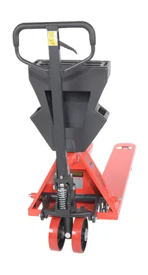 Vestil PM5-2048-UP-002 pallet trucks with p-caddy shown from an alternate angle