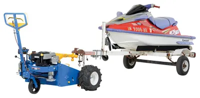 Vestil PTM-GPT gas powered trailer mover shown from an alternate angle
