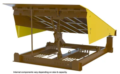 Vestil Steel Pull Chain Mechanical Dock Leveler 74"W x 86"L x 24"D Pit Dimensions 50000 Lb. Capacity Brown/Yellow