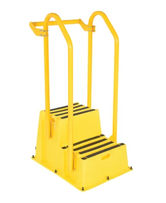 Vestil Polyethylene Nestable with Hand and Back Rails Casters 2 Step 500 Lb. Capacity Yellow
