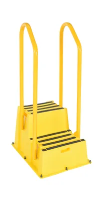 Vestil Polyethylene Nestable with Handrails 2 Step 500 Lb. Capacity Yellow