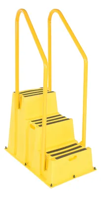 Vestil Polyethylene Nestable with Handrails 3 Step 500 Lb. Capacity Yellow